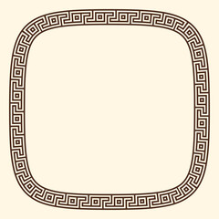 Greek key pattern, rounded square frame. Decorative ancient meander, greece border ornament with repeated geometric motif. Vector EPS10.