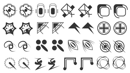 Abstract Set Collection Black Quotemarks Speech Punctuation Excerpt Remarks Icons Vector Design Style