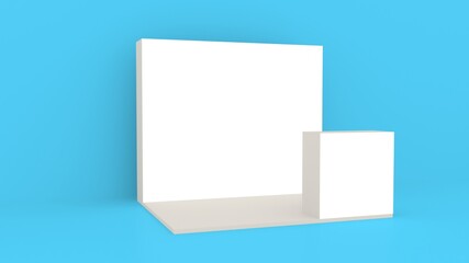 Exhibition stand mockup and flat used for branding and Corporate identity.