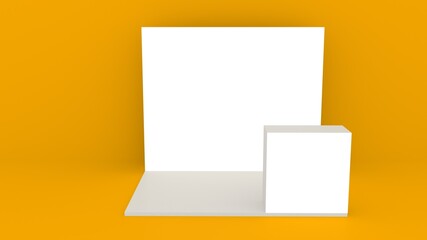 Exhibition stand mockup and flat used for branding and Corporate identity. High resolution, 3d rendering.

