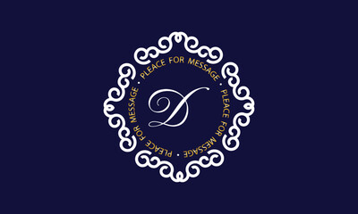 Obraz premium Elegant logo and monogram design with exclusive letter D in center on dark background, vector template.