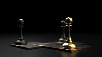 Winning chess pawn concept. Beat Competitors. Think different concept