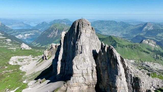 Aerial view of a mountain peak, Chaiserstock, Switzerland.
