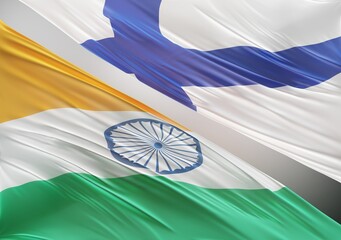 Abstract India with Finland Flag 3D Render (3D Artwork)