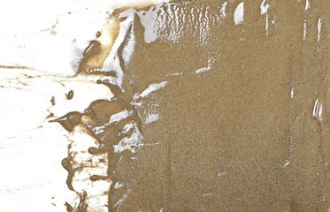 Wet sand isolated on white background, top view