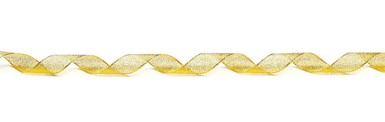 Golden spiral ribbon isolated on white, clipping path