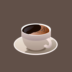 Vector cup of coffee illustration on isolated background.