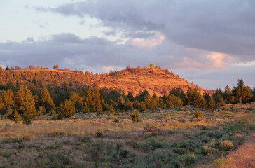 Sunset on Red Rocky Hill in Klamath County, Oregon