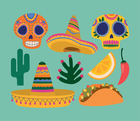 mexican icons set