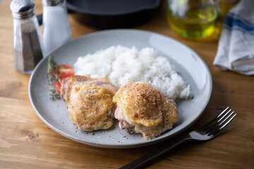 grilled chicken thigh with white rice