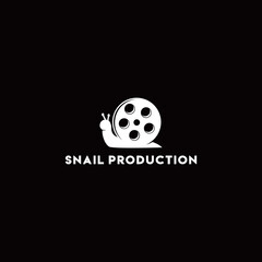 abstract cinema logo vector template isolated with snail shape on black background
