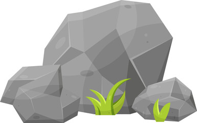 Rock stone and boulder in cartoon style clip art