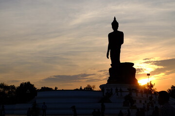 buddha statue at sunset