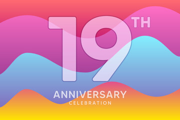 Fototapeta premium 19 Year Anniversary Vector Template Design Illustration