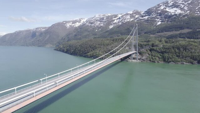Aerial view of Hardangerbrua, Hardanger, Norway