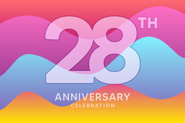 28 Year Anniversary Vector Template Design Illustration