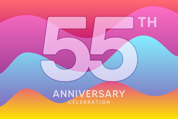 55 Year Anniversary Vector Template Design Illustration