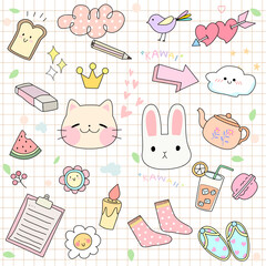 kawaii of set with decoration