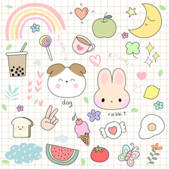 hand draw doodle cute of set 