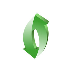Recycle icon green arrow on white background