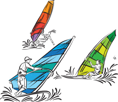 color windsurf extreme sport stroke brush image vector illustration