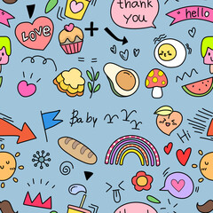 seamless pattern with cartoon set