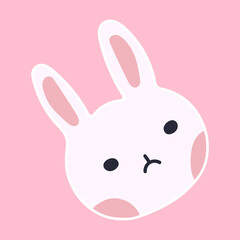 Cute cartoon rabbit sticker in cartoon style. Vector illustration
