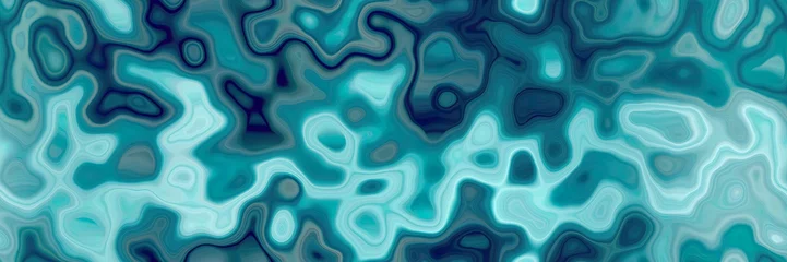 Rolgordijnen Ocean blue washed dye seamless border background. Teal turquoise marine nautical watercolor bleed effect. Endless Repeatable © Nautical