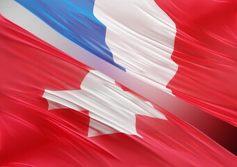 Abstract Switzerland with French Flag 3D Render (3D Artwork)