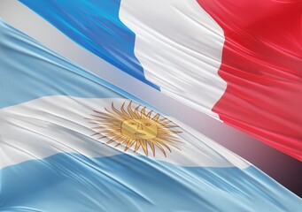 Abstract Argentina with French Flag 3D Render (3D Artwork)