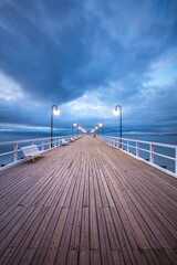 Amazing sunrise over the pier in Gdynia Orlowo - 521284161