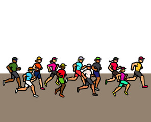 A group of diverse multi-ethnic athlete running marathon exercise