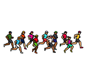 A group of diverse multi-ethnic athlete running marathon exercise