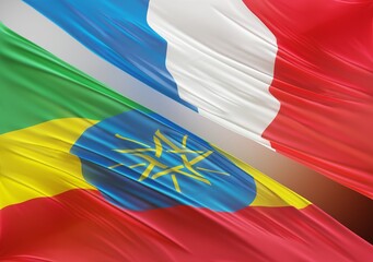 Abstract Ethiopia with French Flag 3D Render (3D Artwork)
