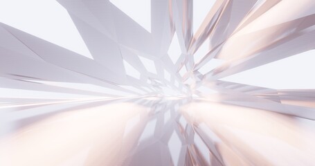Futuristic abstract background crystal arched interior 3d render