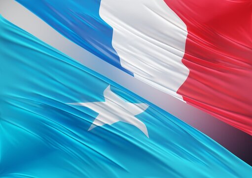 Abstract Somalia with French Flag 3D Render (3D Artwork)