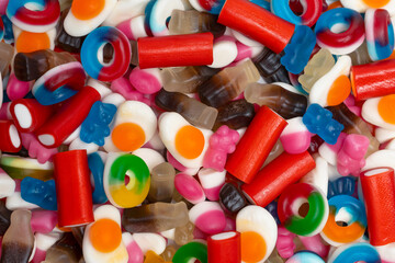 Tasty mix of jelly colorful candies.