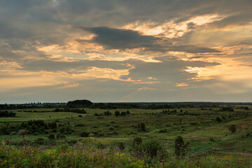 Serene landscape with a lake lake in the evening