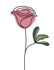 one line rose pink and green