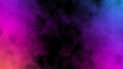 Abstract background with smoke heading up illuminated by multicolored neon light. Effect mystic fume. Colorful magic steam on a black background. Smoke pattern.  - 521286100