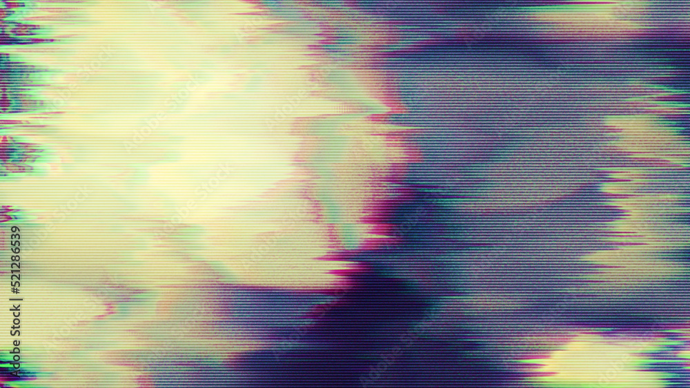 Wall mural abstract tv signal error static or vhs glitch effect grunge texture overlay. distressed retro video 
