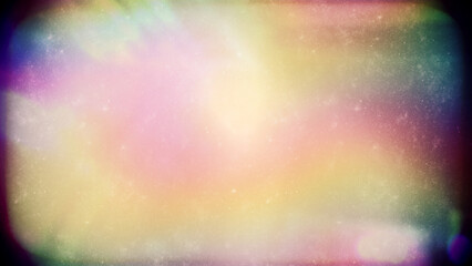 Vintage distressed old photo light leaks and film grain dust and scratches texture overlay with vignette border. Dirty grunge analog 8k 16:9 retro effect background with copy space. 3D rendering..