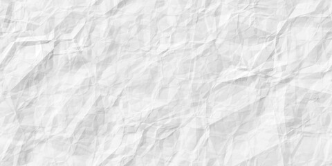 Seamless white crumpled paper background texture pattern. Tileable wrinkled high resolution arts and craft flat lay backdrop with copy space. Artistic abstract creative concept 3D rendering. .