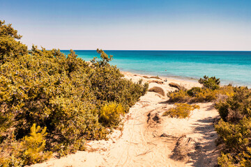 Mare caraibico a Campomarino di Maruggio, Taranto, Salento, Puglia,  in estate