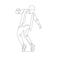 Fototapeta na wymiar Vector illustration of a dancing guy drawn in line art style