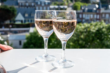 Two glasses with rose d'anjou wine from Loire valley, France