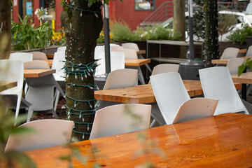 Vacant Outdoor Cafe Seating Area