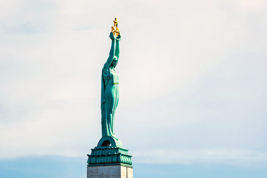 Freedom Monument known as Milda, located in the centre of Riga, the capital of Latvia, Free Space for Text