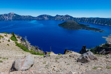 Views of Crater Lake and Wizard Island from the Watchman