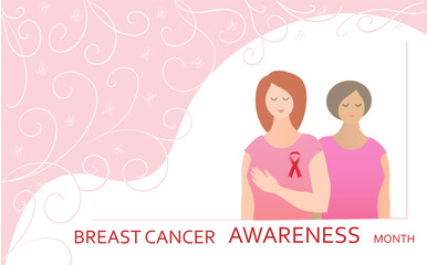 Breast cancer awareness infographics, vector illustration. Layout template. Health care and medical info